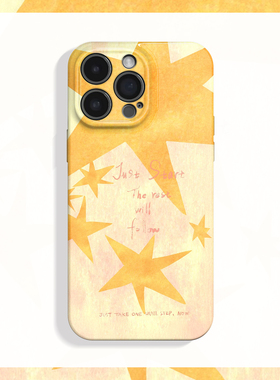黄色星星~创意文字艺术适用iPhone16/15pro手机壳新华为mate70小米14畅享70vivoS19软iqooneo10苹果14荣耀90