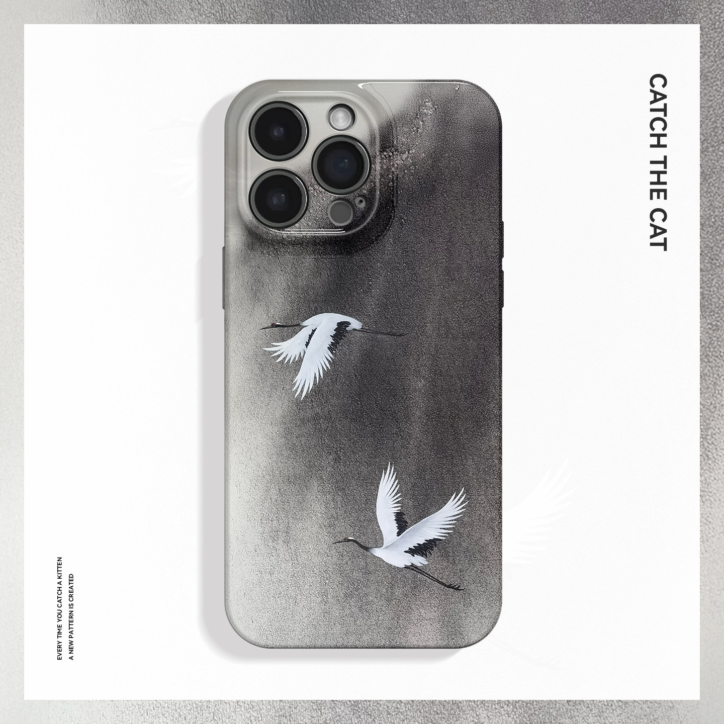 山鹤~黑白灰小众中国风艺术适用iPhone16/15pro手机壳华为mate70小米14小众vivoS19软iqooneo10苹果14findx8