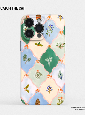 菱格~适用iPhone16promax苹果14手机壳ins小米15华为pura70pro韩系mate60绿色格子oppofindx8荣耀300vivox100