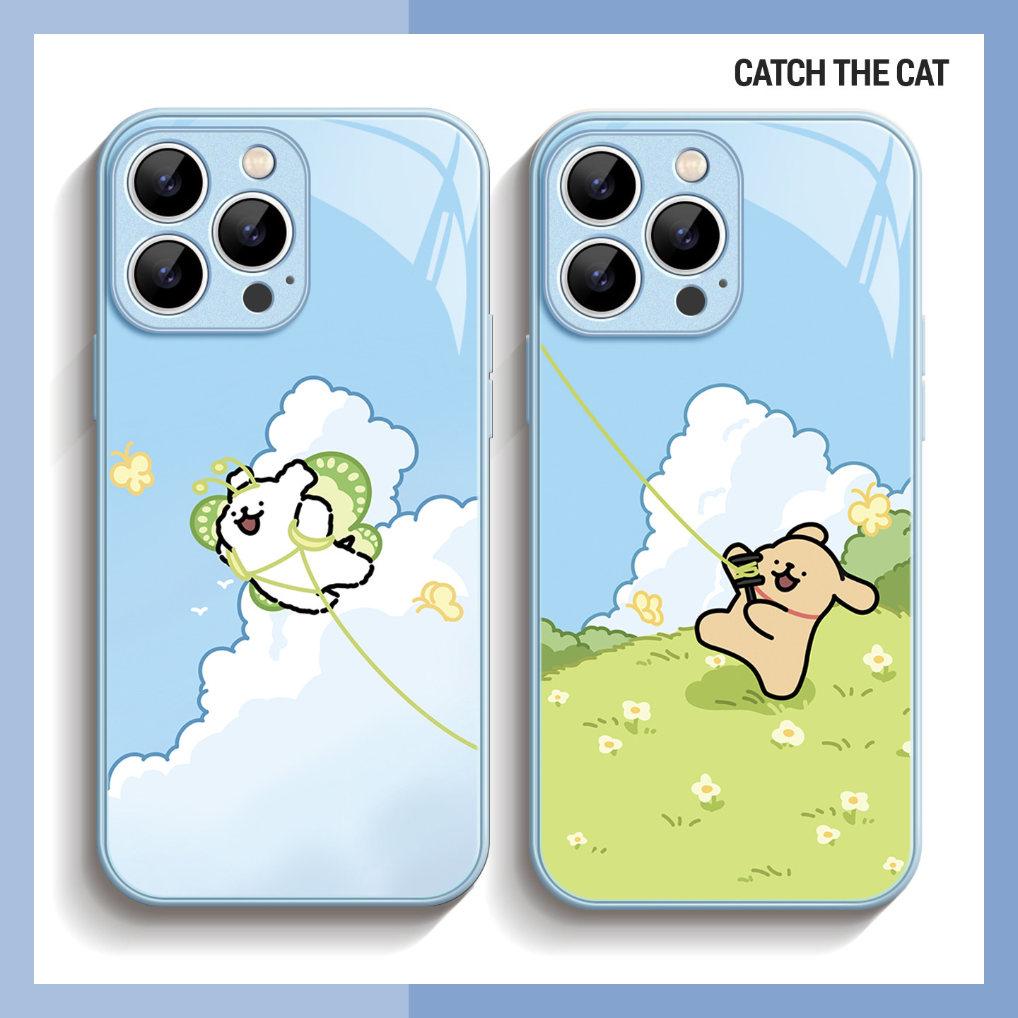 风筝小狗~可爱夏天情侣ins适用iPhone16promax手机壳华为mate60小米15opporeno14苹果13一加ACE3红米k80玻璃