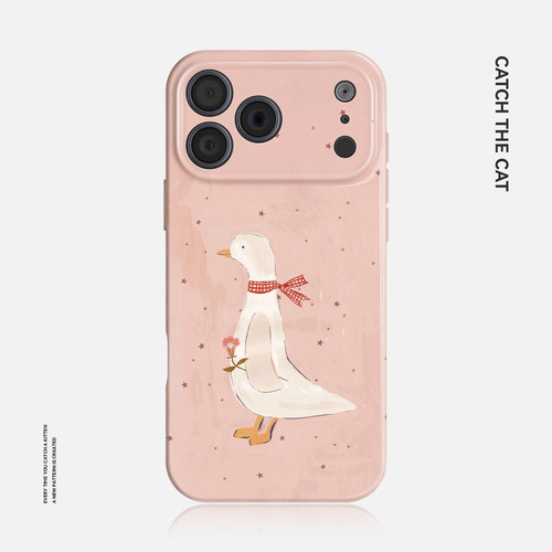 粉色花鹅~简约ins适用iphone17promax手机壳苹果16nova14华为mate70少女p80小米15opporeno13vivos50一加ace6