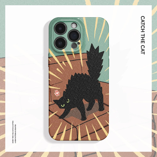 别惹我~有趣漫画风炸毛黑猫适用iPhone16/15pro手机壳新华为mate70小米14畅享70软iqooneo9苹果13荣耀200全包
