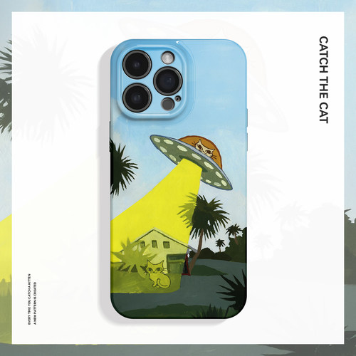 外星猫~小众趣味飞碟ins适用iPhone16/15pro手机壳新nova14华为mate70小米14畅享70软iqooneo9苹果13荣耀200
