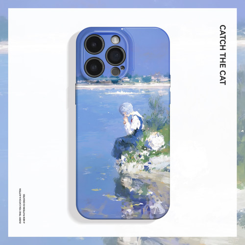 绫波丽油画~复古莫奈eva适用iPhone16/15promax手机壳新华为mate60小米14OPPOreno12苹果13vivox200一加ACE3