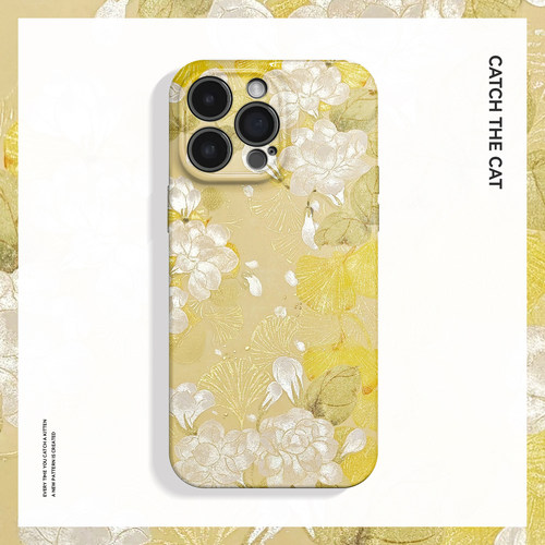 茉莉银杏~新中式复古国风适用iPhone16/15promax手机壳新华为mate60小米14OPPOreno12苹果13vivox200一加ACE3