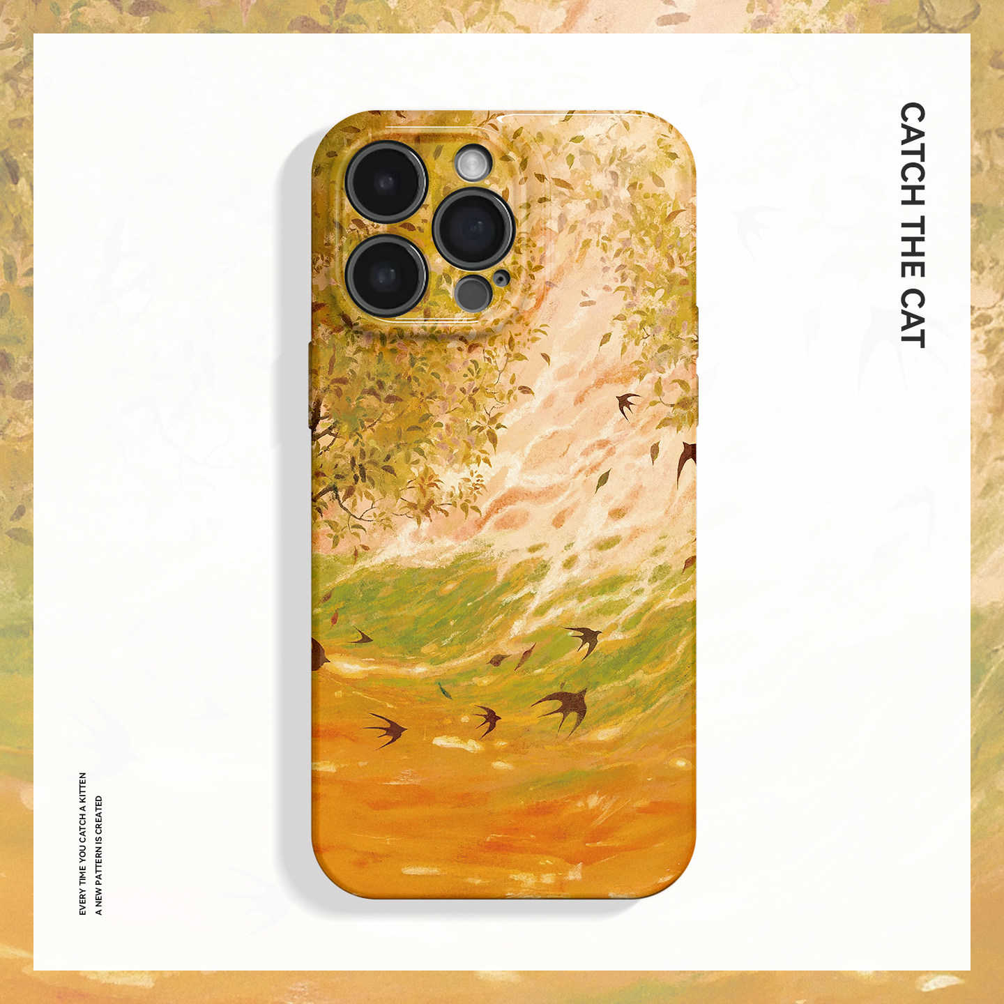 秋燕~橙色秋日油画艺术ins适用iPhone16promax手机壳华为mate60小米15小众opporeno13苹果14vivox200一加ace5