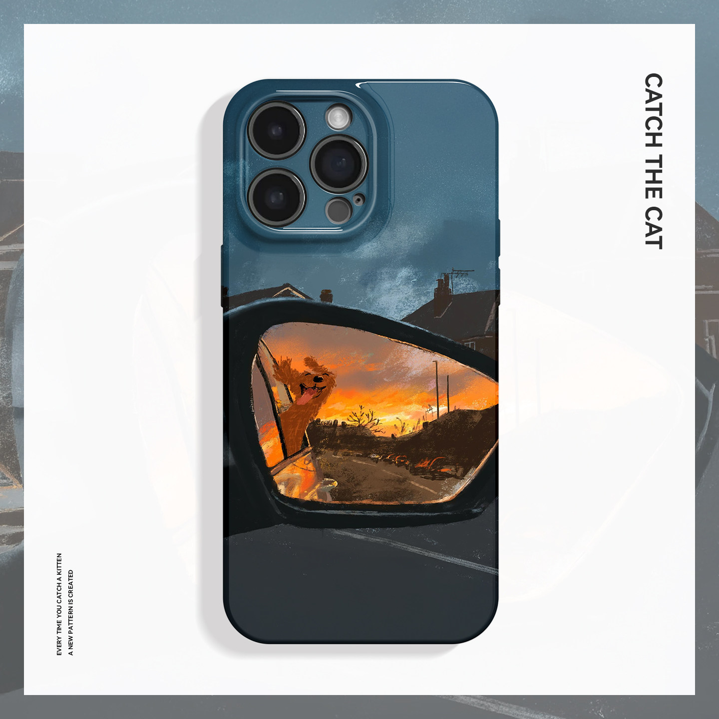 一路向北~后视镜快乐小狗适用iPhone16/15promax手机壳新华为mate60小米14OPPOreno12苹果13vivox200一加ACE3