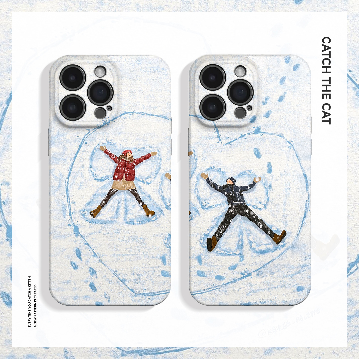 雪地爱心~情侣油画小众独特ins适用iPhone16promax手机壳nova13华为pura70小米15vivox100软oppofindx8苹果14