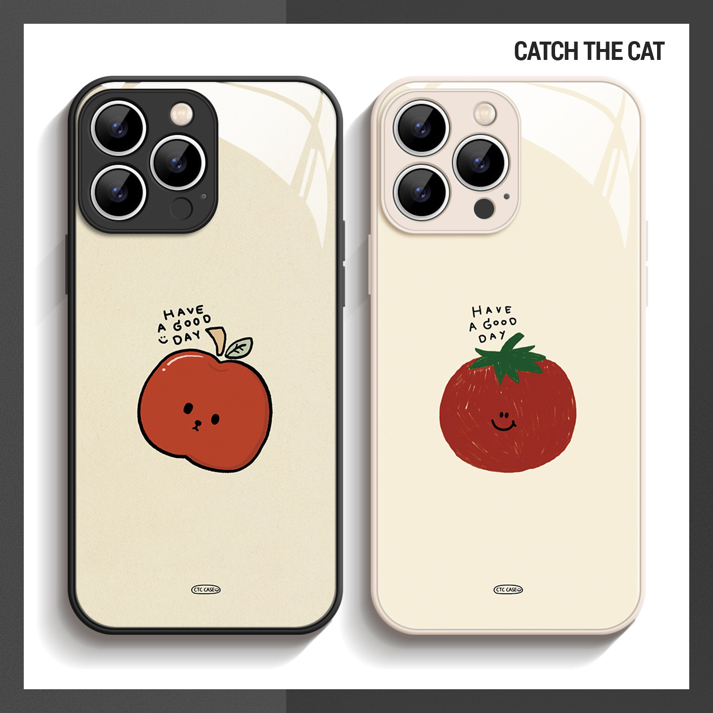 美好一天~简约可爱苹果番茄ins适用iPhone16/15promax手机壳华为mate60小米14opporeno14苹果13玻璃一加ACE3