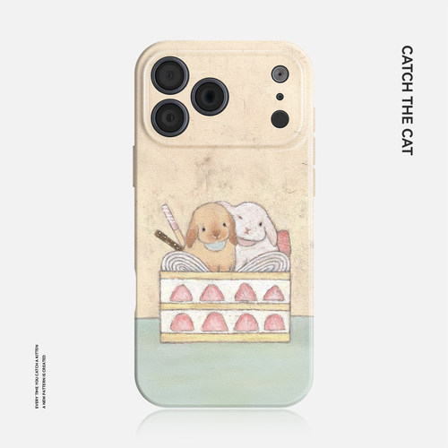 蛋糕兔~可爱治愈适用iphone17promax手机壳苹果16华为nova14小米15opporeno13菲林vivox200一加ace6萌magic8