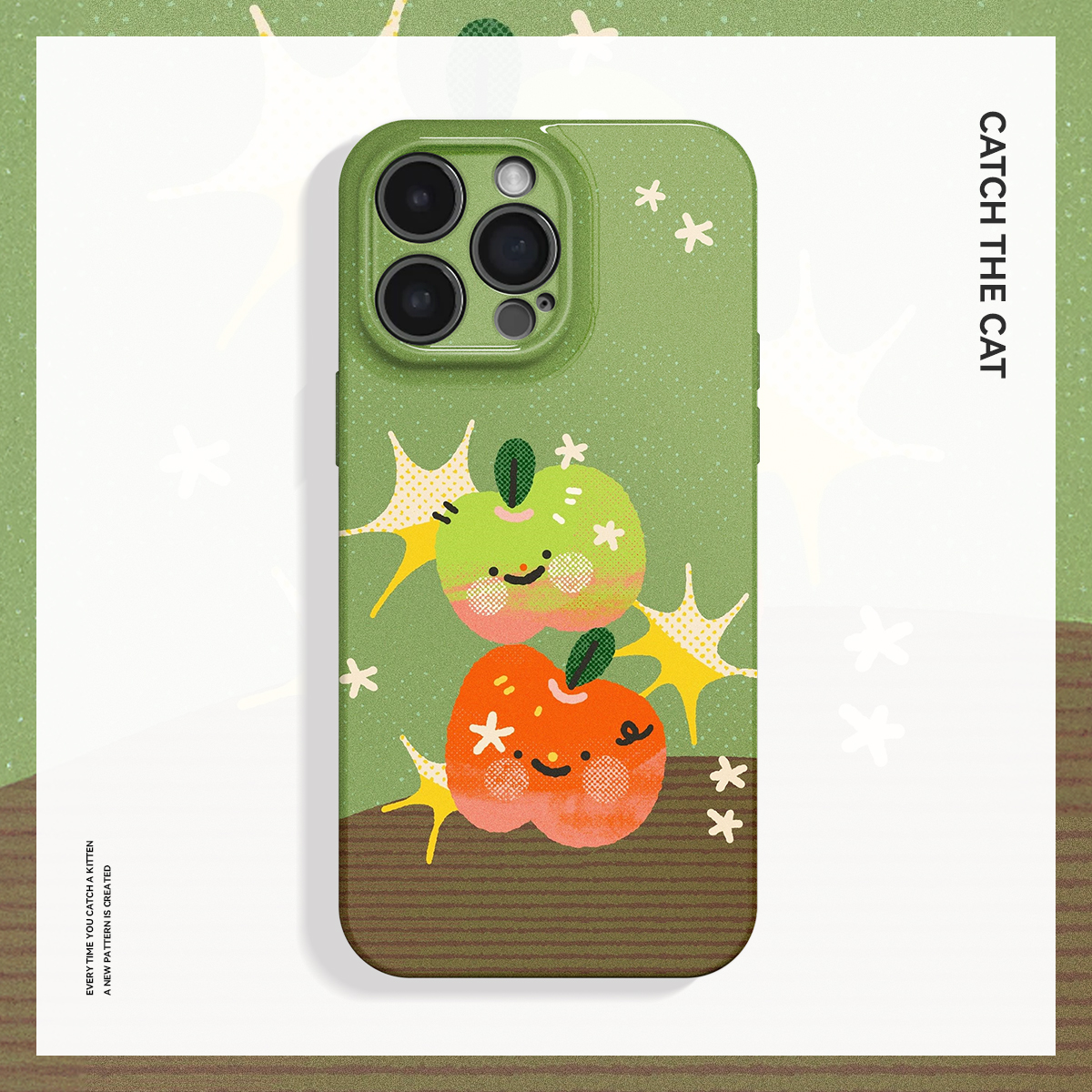 青与红~清新幸运苹果菲林适用iPhone15/16promax手机壳华为pura70软IQOOneo红米k70pro硬OPPOreno9/vivos18