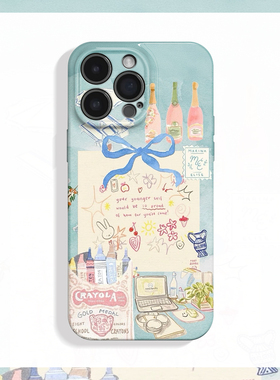 明信片~清新可爱涂鸦ins适用iPhone16/15pro手机壳新华为mate70小米14畅享70vivoS19软iqooneo9苹果13荣耀200