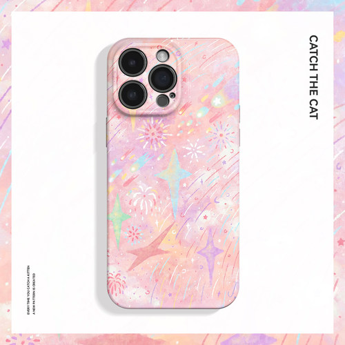 粉色流星~梦幻艺术涂鸦适用iPhone16/15promax手机壳新华为pura70小米15/13畅享70vivoX200软iqooneo10苹果14