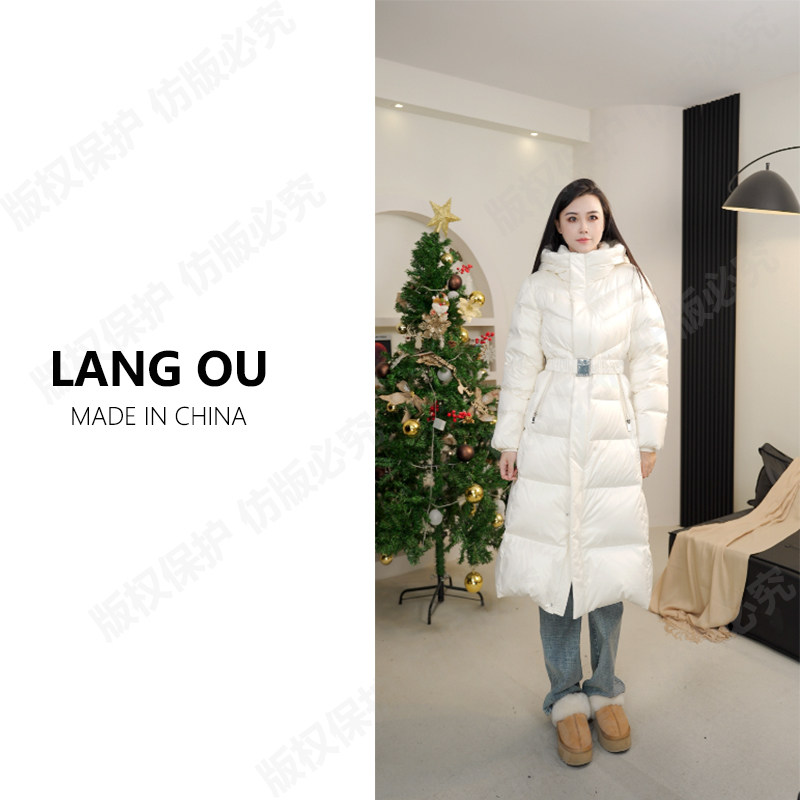 「朗鸥95白鹅绒」连帽厚款长款保暖收腰过膝女士收腰秋冬6693,女装/女士精品,羽绒服,淘宝优惠券,粉丝福利购,淘宝优惠卷