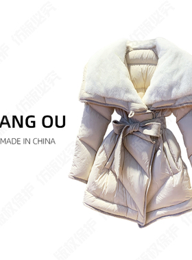 【LANG OU】水貂领鹅绒服新款羽绒服加厚中长显瘦皮草外套23506