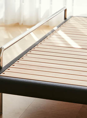 不众丨双人床橡木黑色无床头中古复古厚实实木床1.8米主卧小户型