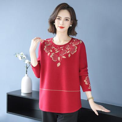 洋气中老年妈妈秋冬羊毛衫高贵加肥加大码女装宽松遮肚子羊绒上衣