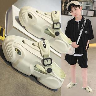 男童洞洞鞋2025夏季儿童软底踩屎感凉拖鞋大童男孩防滑防水沙滩鞋