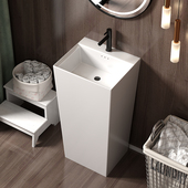 立柱式 洗脸盆一体落地式 洗手盆陶瓷洗手池家用立柱盆卫生间洗手台