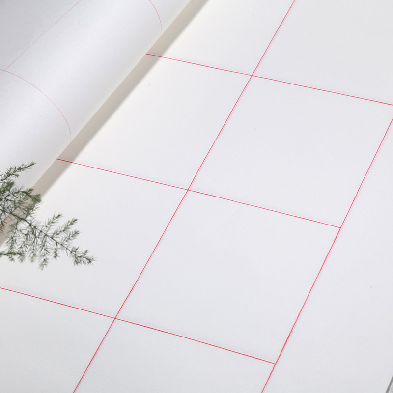 方格生宣纸半熟毛笔书法练习用四尺半切斗方69cm20格30格落款创作