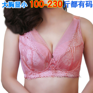 超薄大码文胸胖mm聚拢200斤无海绵大胸显小圈罩杯薄款F杯内衣胸罩