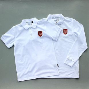 翻领纯白网纹POLO衫 君华学校春秋夏男女生长短袖 T恤校服大卫卢克