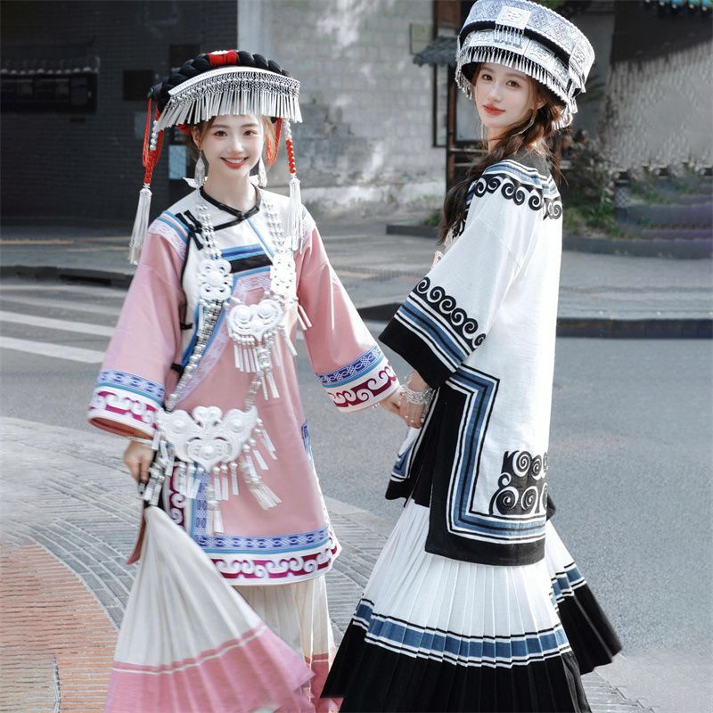 彝族民族特色服饰女装彝见倾心上衣压折半身裙套装新中式国风服饰