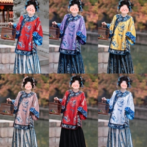清汉服女和留洋大小姐闺蜜写真拍照服装青花瓷复古清格格服旅拍服