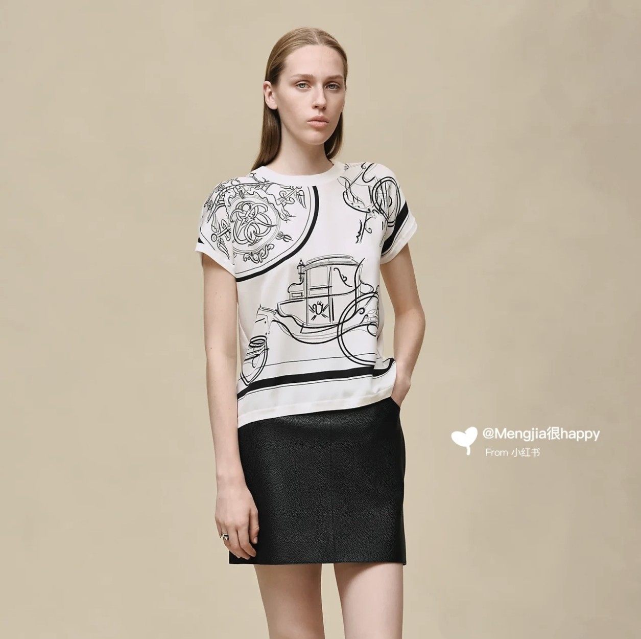 26早春H同款19姆米印花真丝斜纹绸拼接棉混纺圆领宽松短袖T恤上衣,女装/女士精品,T恤,淘宝优惠券,粉丝福利购,淘宝优惠卷