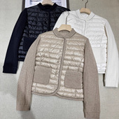 BC钉珠纯山羊绒针织袖 拼白鹅绒羽绒服外套