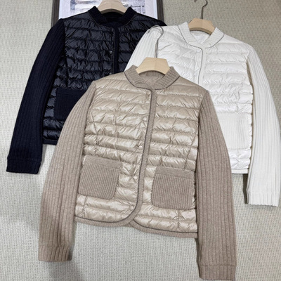 BC钉珠纯羊绒针织拼白鹅羽绒服