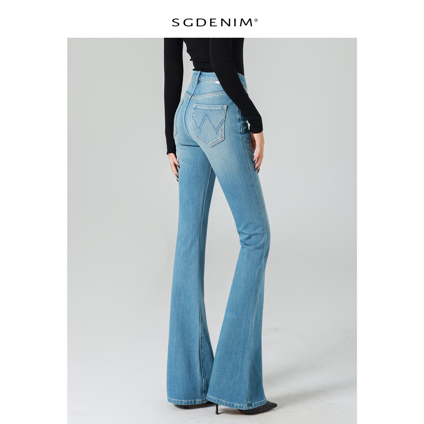 复古高腰微喇叭牛仔裤女jeans 百搭四季色四面弹紧身提臀26春季款