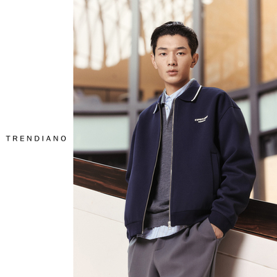 TRENDIANO2026春季新款简约撞色logo男款拉链翻领外套 1SM4090700