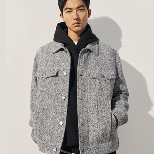 TRENDIANO2025秋冬新款粗花呢翻领小香风男款外套 1ST3090340