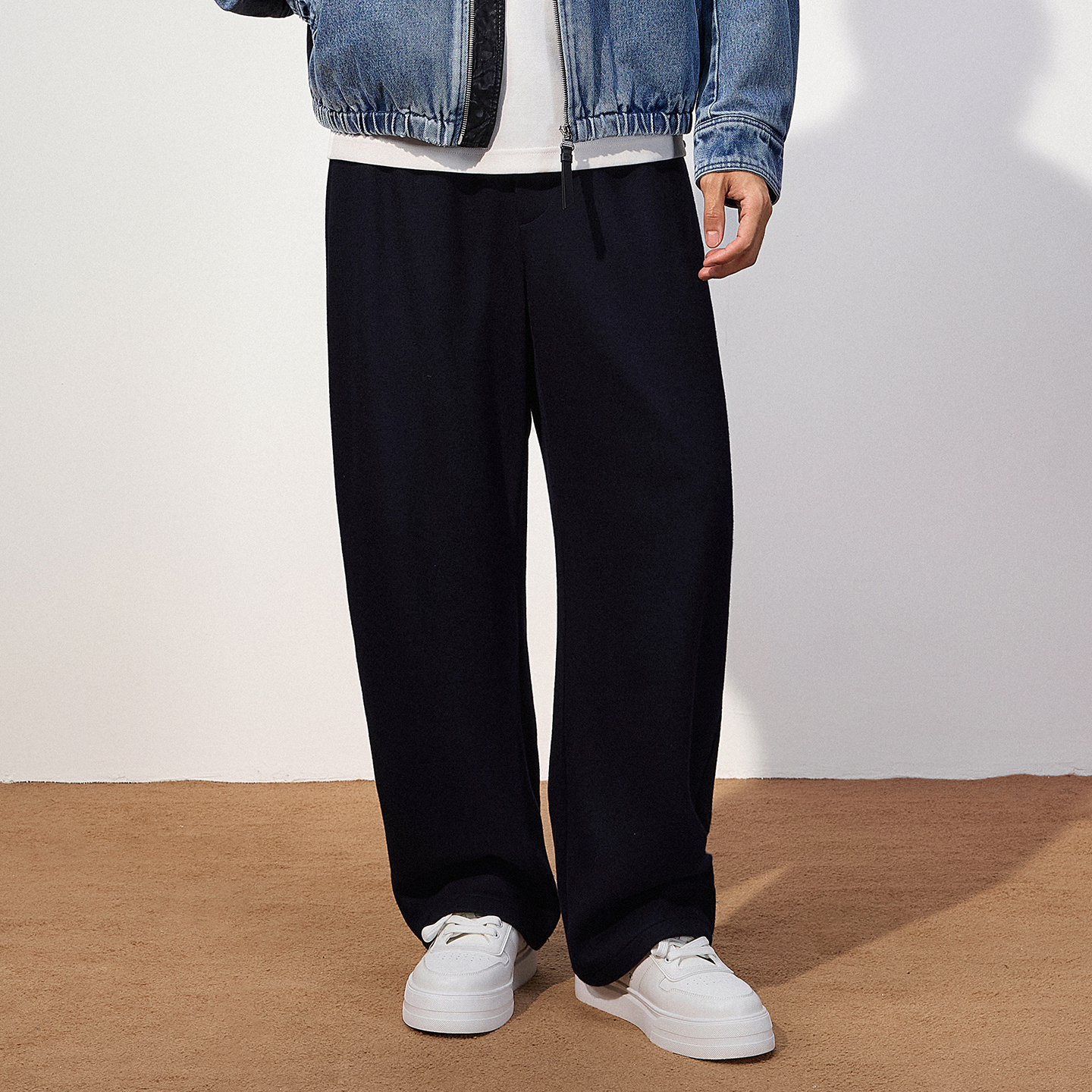 TRENDIANO2025秋冬新款羊毛针织弹力耐穿男款弯刀裤 1SC4061130