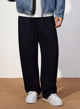 TRENDIANO2025秋冬新款羊毛针织弹力休闲裤男款弯刀裤 1SC4061130