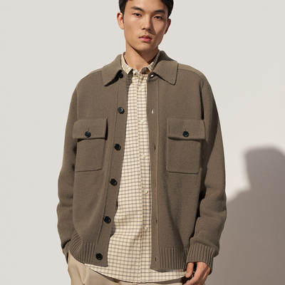 秋冬新款羊毛毛织口袋外套