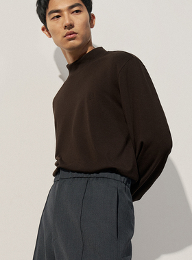 TRENDIANO2025秋冬新款重磅百搭休闲圆领男款长袖T恤 1ST3021090