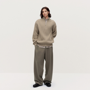 TRENDIANO绵羊毛呢料裤子男士休闲阔腿裤1SM1060510