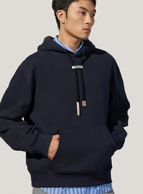 TRENDIANO2025秋冬新款新疆精棉沙粒感男款连帽卫衣 1SM3100880