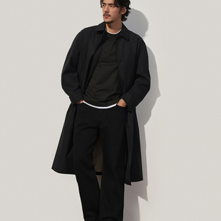 Trendiano2025秋冬新款宽松翻领男款大衣长外套 1SM3091650