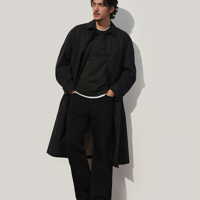 秋冬新款宽松大衣翻领长外套