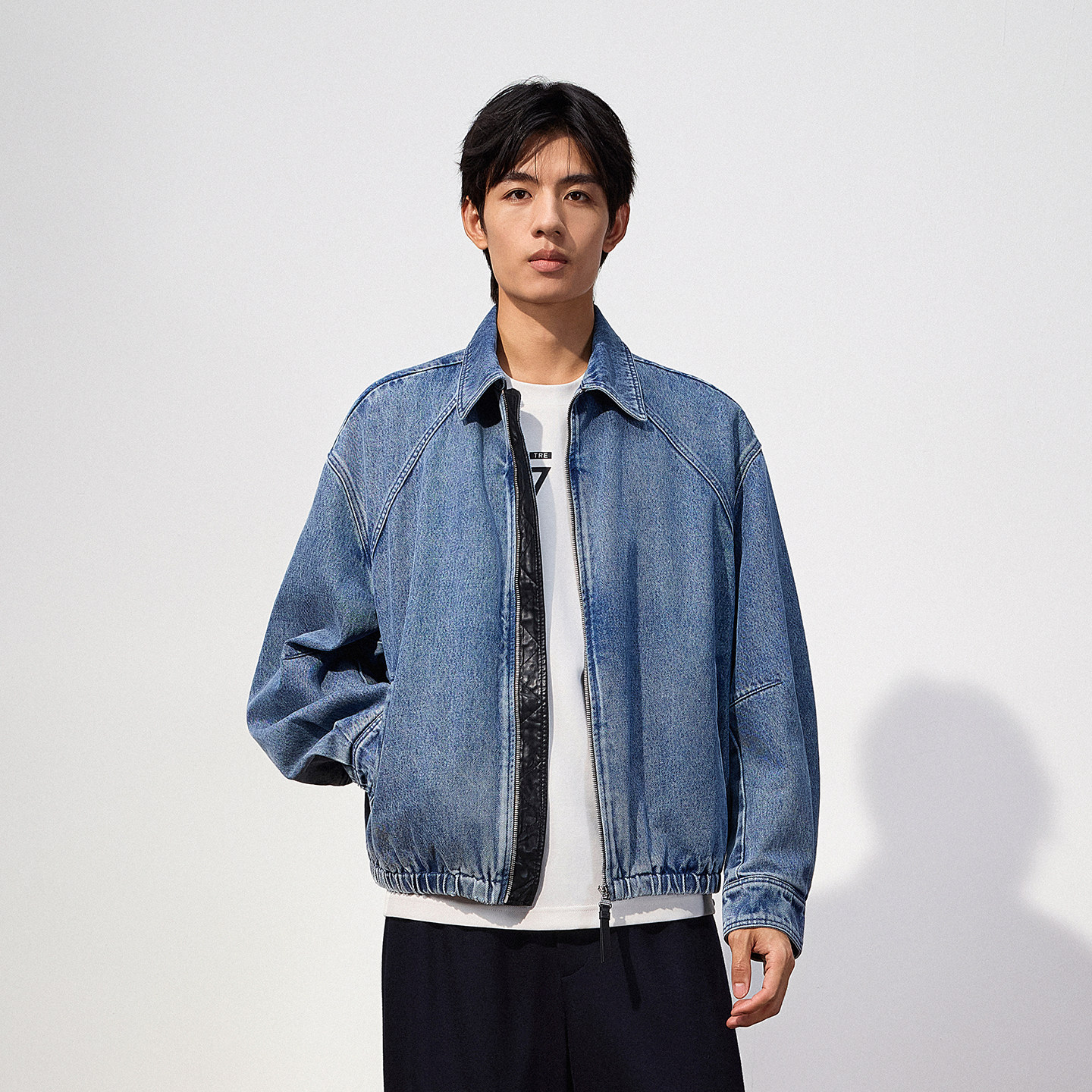 TRENDIANO2026冬季新款经典复古做旧抽绳男款牛仔外套 1SE409078D,男装,牛仔外套,淘宝优惠券,粉丝福利购,淘宝优惠卷