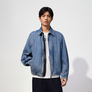 TRENDIANO2026冬季新款经典复古做旧抽绳男款牛仔外套 1SE409078D