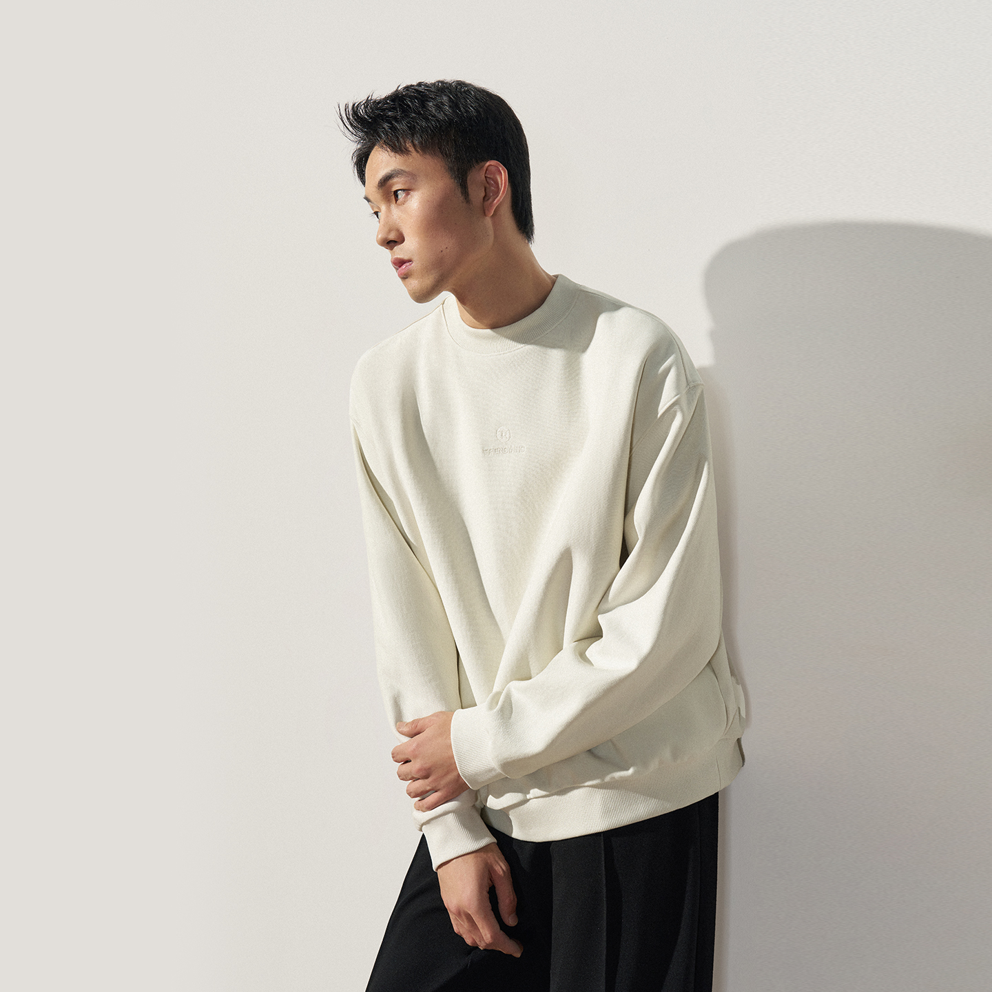 TRENDIANO2025秋冬新款重磅棉质刺绣男款套头卫衣 1ST3100850