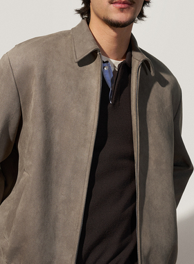 TRENDIANO2025秋冬新款重磅海岛绒哈灵顿男款翻领夹克 1SM3090240