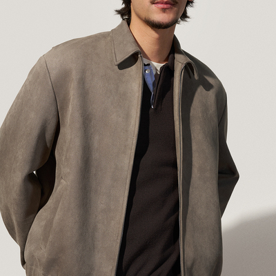 秋冬新款海盗绒哈灵顿翻领夹克