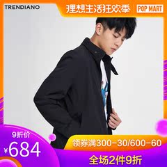 TRENDIANO潮牌2019新款春季男装连帽拉链开衫休闲风衣外套男潮流