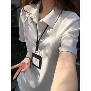 拼接翻领t恤cleanfit五分半袖 白花灰正肩短袖 夏季 男款 polo衫