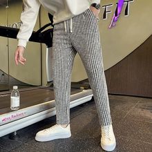 高级感锯齿纹裤子男士潮牌长裤九分直筒裤2025新款春夏季痞帅男裤